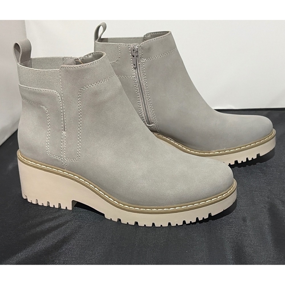 Sonoma Goods For Life Hadle Grey Faux Suede Lug Sole Ankle Boots Womens 8
